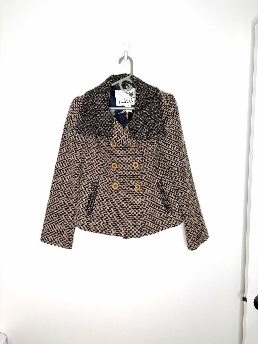 Anthropologie Tabitha Ottawa Double Breasted Wool Blend Jacket Sz M Chic Cropped